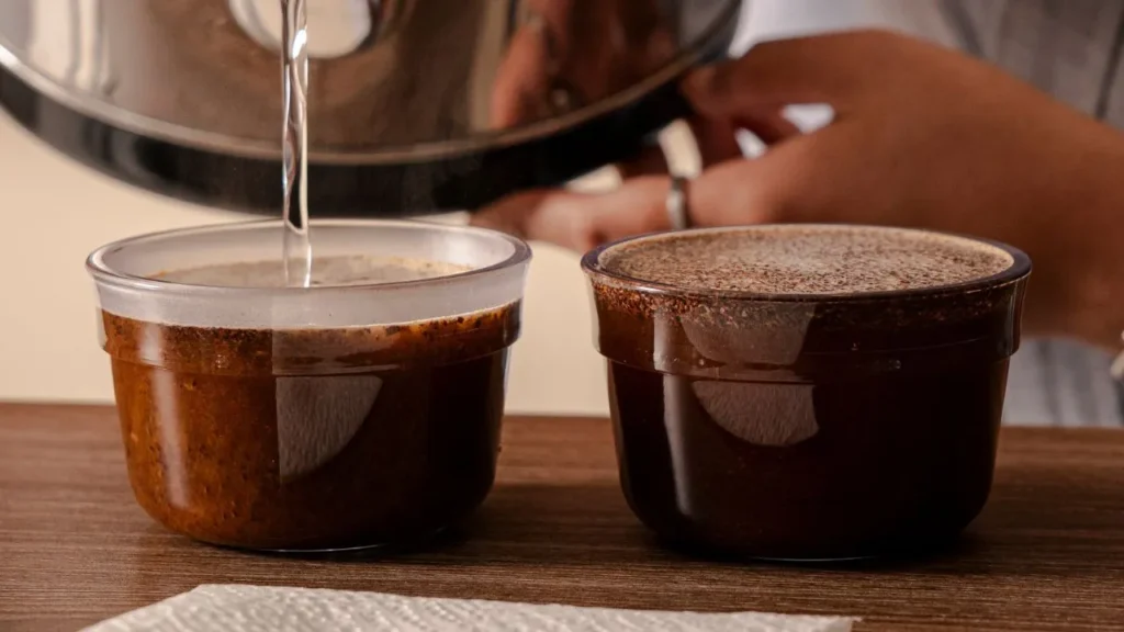 Arabica and Robusta coffee prepared side by side at Bali Origins, showing contrast in appearance, extraction, and cup profile.