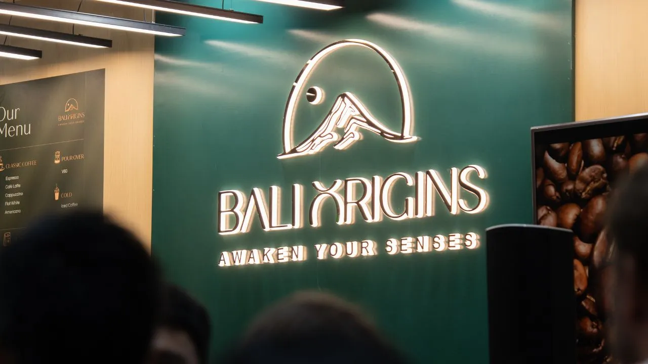 Bali Origins booth at World of Coffee Bangkok marking the brand’s first public debut on the international coffee stage.